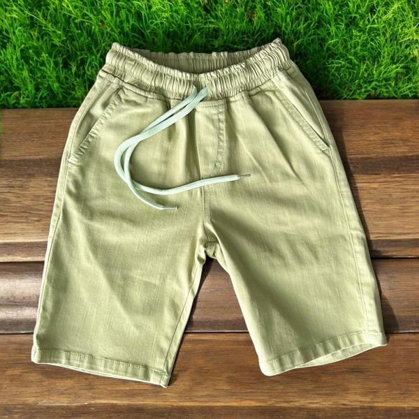 BEL LASTİKLİ KETEN KAPRİ Yeşil - Image 1