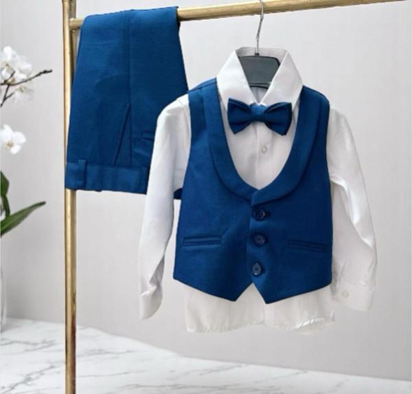 YELEKLİ KLASİK TAKIM Saks - Image 1