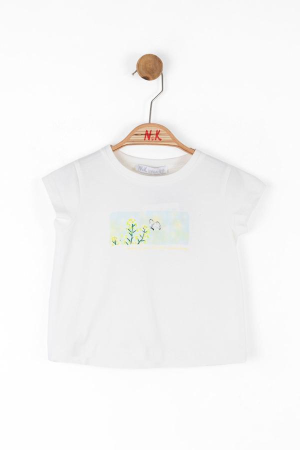 BUTTERFLY ÇİÇEK TSHIRT Ekru - Image 1