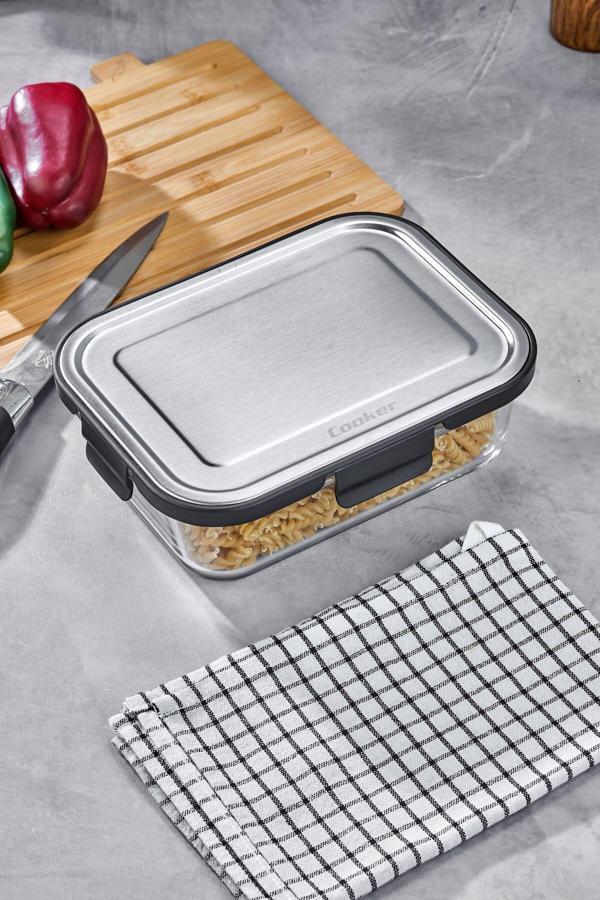 Cooker 1500 Ml Cam Saklama Kabı – Sızdırmaz, Paslanmaz Çelik Kapaklı, Gıda Saklama - Image 1