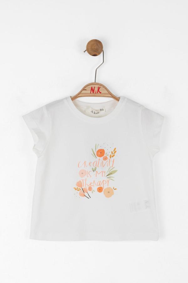 BUTTERFLY ÇİÇEK TSHIRT Ekru - Image 1