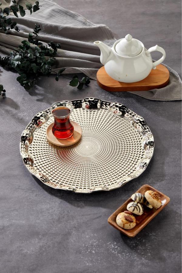 Cooker 35 Cm Rölyefli Metal Sunum Tepsisi - Image 1