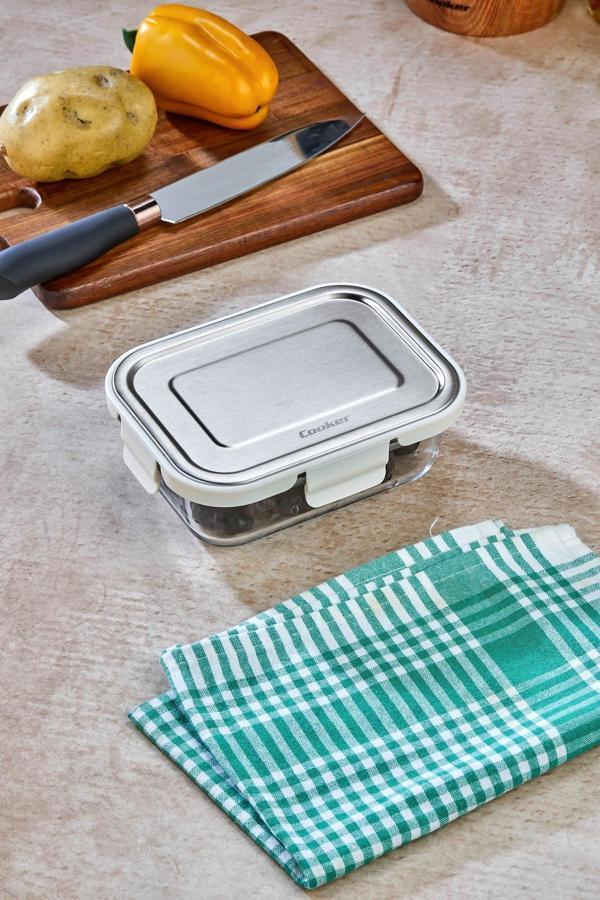 Cooker 640 Ml Cam Saklama Kabı – Sızdırmaz, Paslanmaz Çelik Kapaklı, Gıda Saklama - Image 1