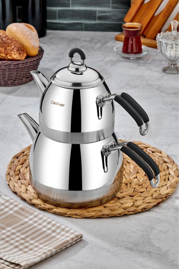 Cooker Paslanmaz Çelik Premium Model Aile Boy Çaydanlık - Image 1