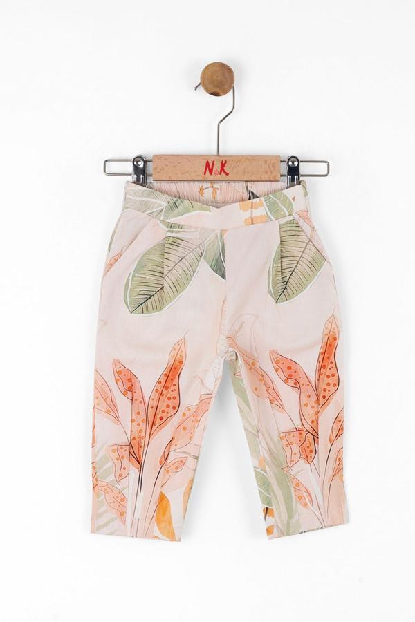 YAPRAK DESENLİ PANTOLON Somon - Image 1
