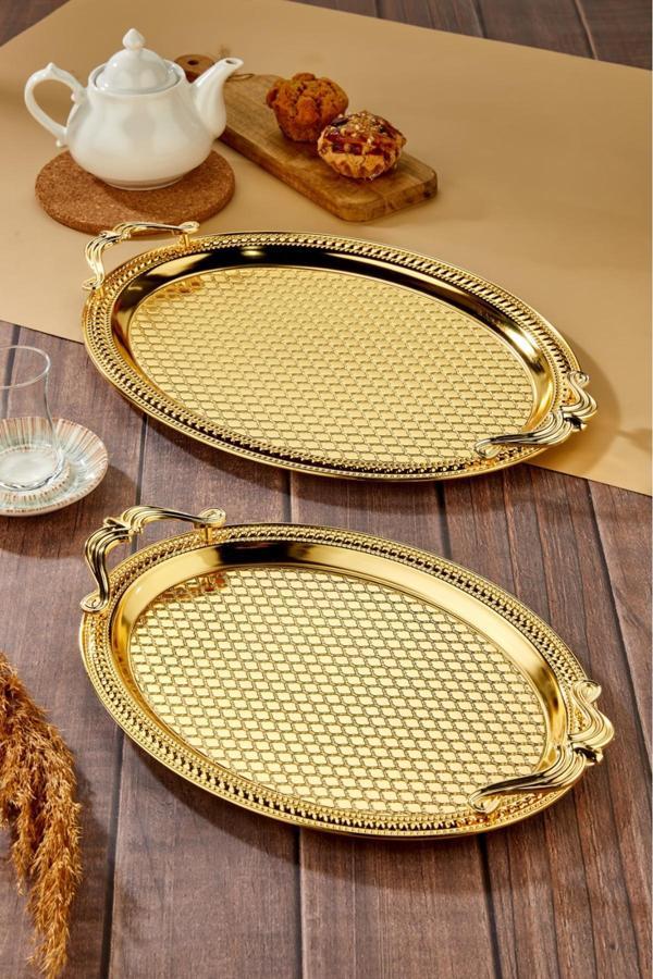 Cooker 2'Li Özel Lüx Oval Paslanmaz Çelik Tepsi - Image 1