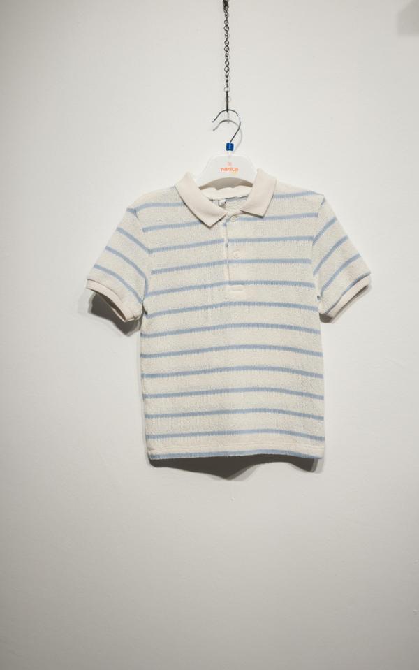 ÇİZGİLİ POLO YAKA TSHIRT Mavi - Image 1