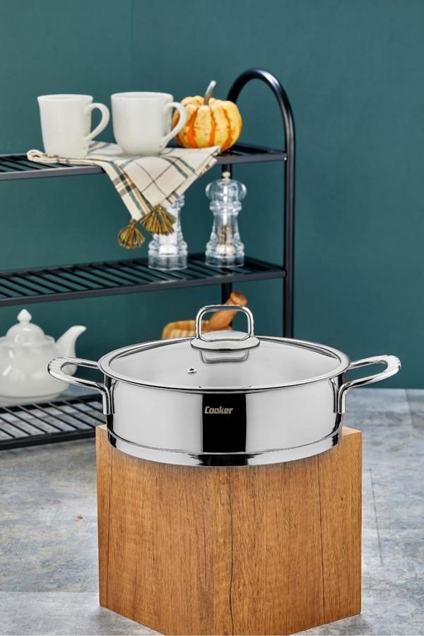 Cooker 26 Cm Bomonti Paslanmaz Çelik Basık Tencere - Image 1