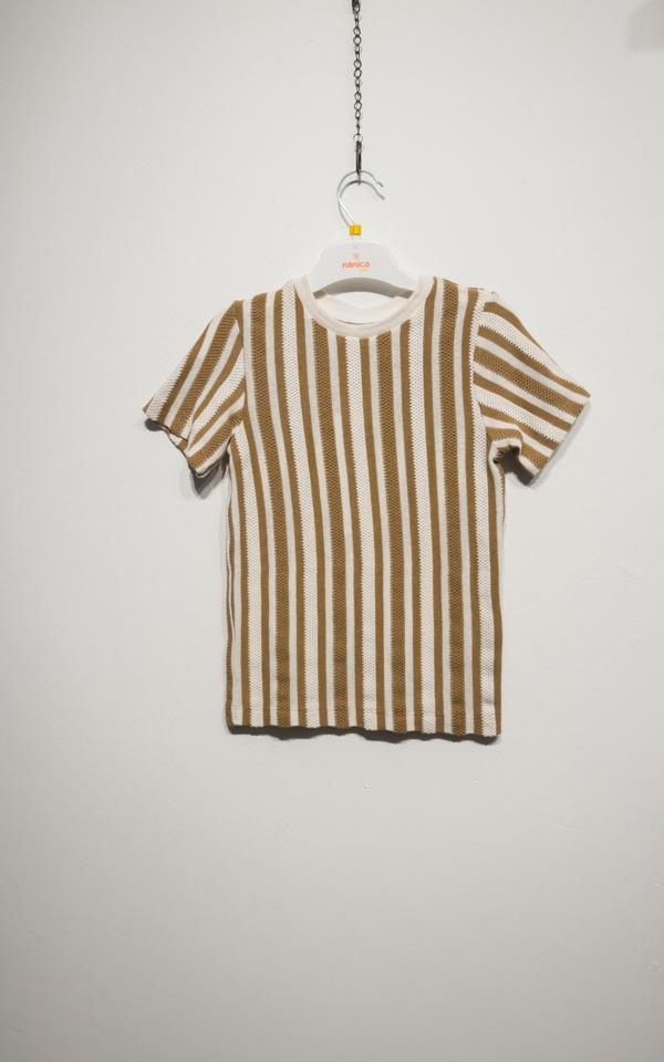 KALIN ÇİZGİLİ ÖRME TSHIRT Bej - Image 1