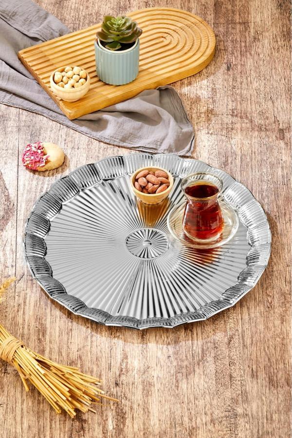 Cooker 35 Cm Gümüş Tepsi – Parlak Yüzeyli Sunum Tepsisi - Image 1