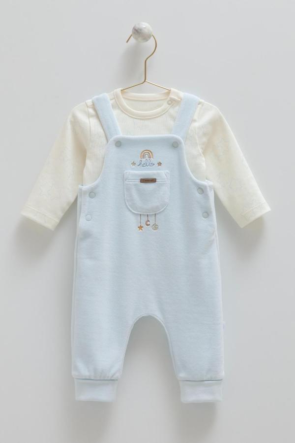 STAR POINT SWEATSHIRT ÖN CEPLİ BLUZ KADİFE SALOPET  - CARAMELL  - SLE2159 - Mavi - 3 - 6 Ay - SLE2159-Mavi-3 - 6 Ay Mavi - Image 1