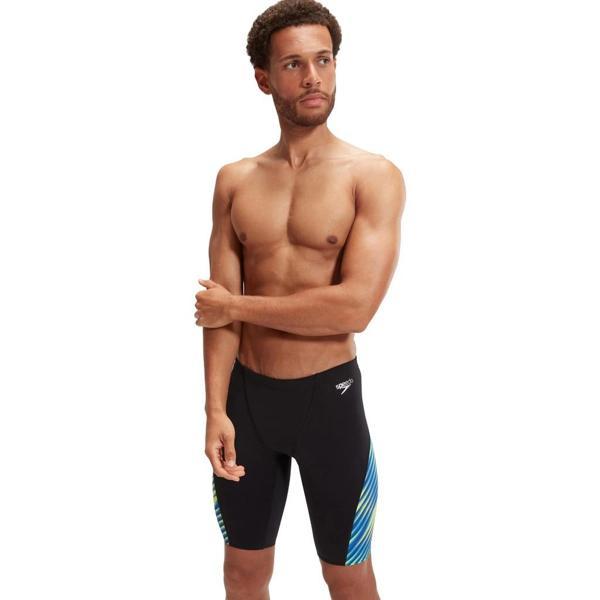 Speedo Allover Digital V-Cut Jam-mer Erkek Yüzücü Mayosu Siyah-Mavi - Image 1