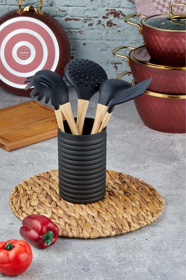 Cooker 6 Parça Bambu&Silikon Servis Maşa Seti - Image 1