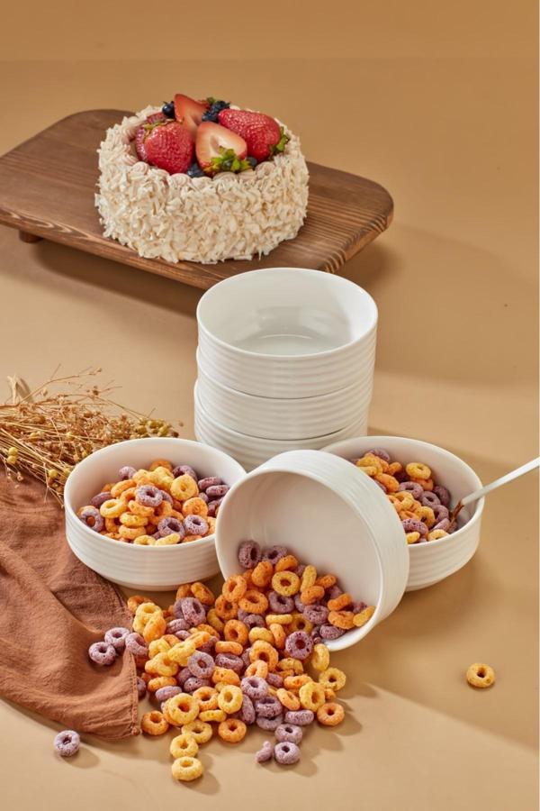 Cooker 6'Lı 12 Cm Porselen Kase Seti - Çorba, Meze, Sufle, Salata, Tatlı, Kahvaltılık Sunum Kasesi - Image 1