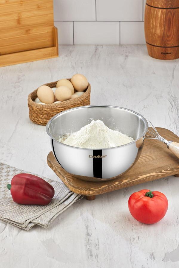 Cooker 24 Cm 3.5 L Paslanmaz Çelik Karıştırma Kabı – Dayanıklı, Şık Ve Çok Amaçlı Kullanım - Image 1