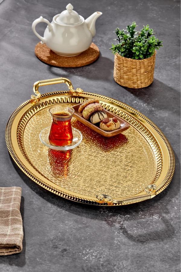 Cooker Özel Seri Oval Model Lüx Paslanmaz Çelik Sunum Tepsisi - Image 1