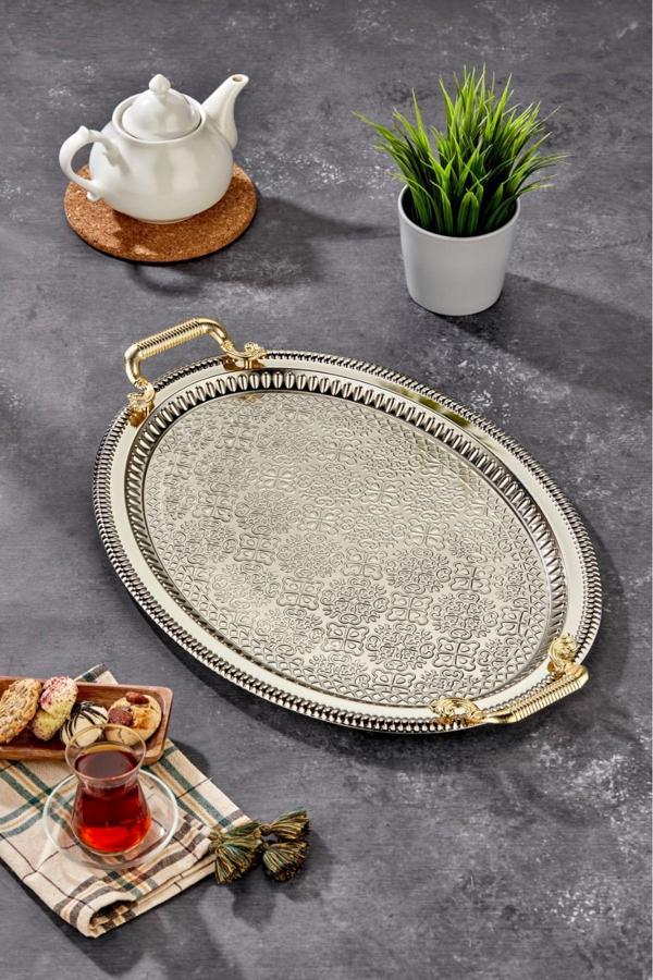 Cooker Özel Seri Oval Model Lüx Paslanmaz Çelik Sunum Tepsisi - Image 1