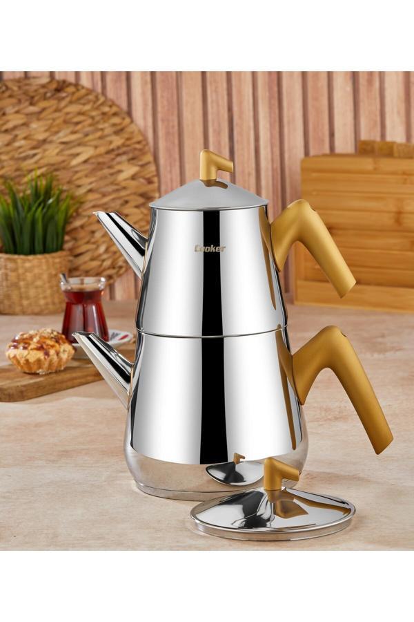 Cooker Modern Bumerang Aile Boy Paslanmaz Çelik 1.4 -2.7 Lt. Çaydanlık Takımı - Image 1