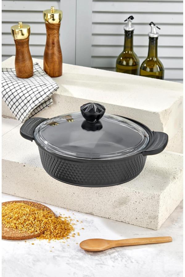 Cooker Kristal Serisi Döküm Granit Silikon Saplı 28 Cm Basık Tencere - Image 1