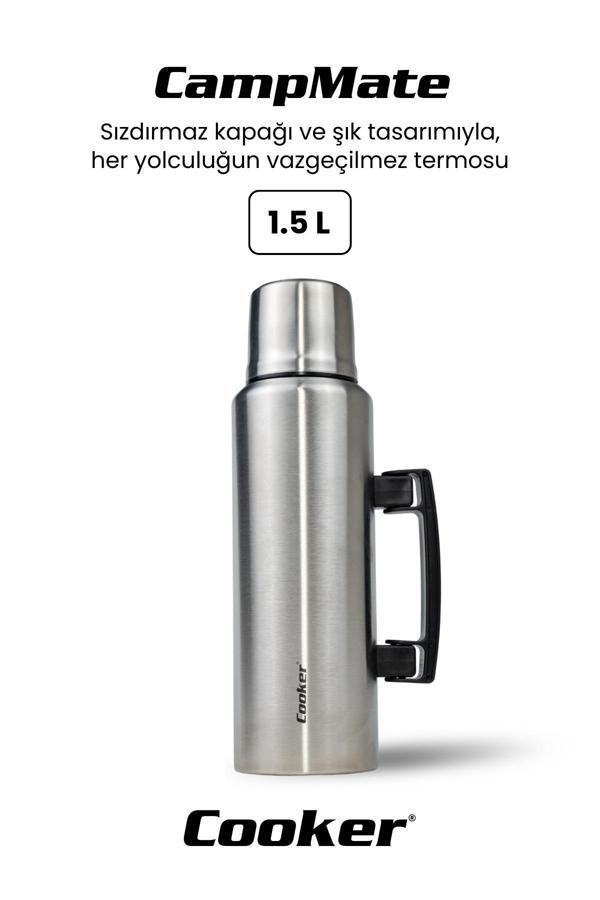 Cooker CKR2084 1.5 Litre Çift Katlı Paslanmaz Çelik Termos 24 Saat Sıcak, 48 Saat Soğuk, 72 Saat Buzlu Kamp Seyahat - Image 1