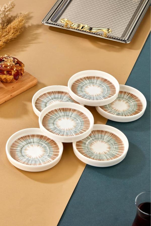 Cooker 6'Lı Özel Lyon Serisi Porselen Çay Tabağı - Image 1