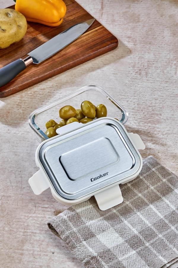 Cooker 370 Ml Cam Saklama Kabı – Sızdırmaz, Paslanmaz Çelik Kapaklı, Gıda Saklama - Image 1