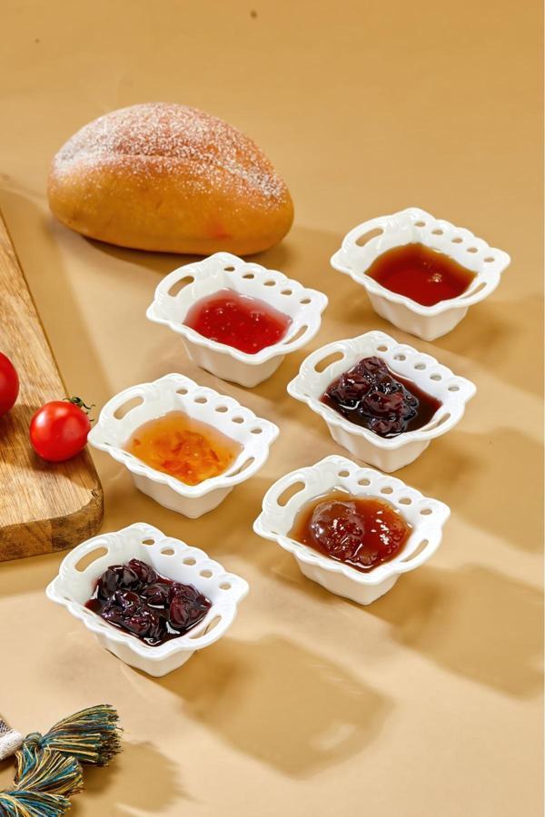 Cooker 6'Lı Beyaz Mini Porselen Reçellik Sosluk Seti 7.9X6.5 Cm - Image 1