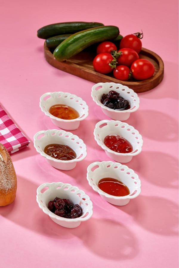 Cooker 6'Lı Beyaz Porselen Reçellik Seti 8.3X7.7 Cm - Image 1