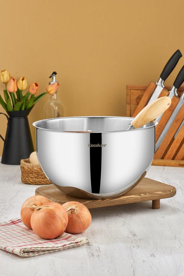 Cooker 28 Cm 8 L Paslanmaz Çelik Karıştırma Kabı – Büyük Hacimli, Dayanıklı Ve Şık Tasarım! - Image 1