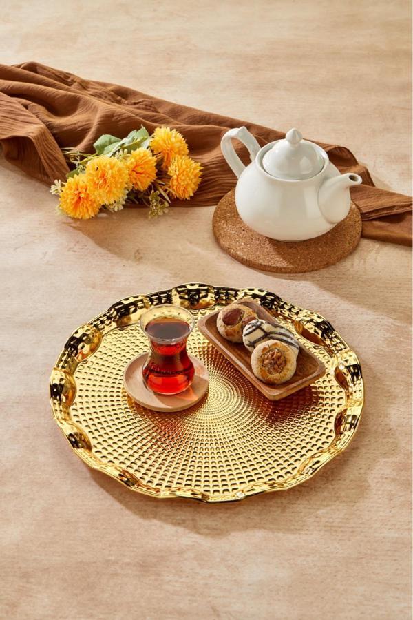 Cooker 35 Cm Rölyefli Metal Sunum Tepsisi - Image 1