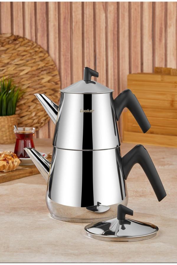 Cooker Modern Bumerang Aile Boy Paslanmaz Çelik 1.4 -2.7 Lt. Çaydanlık Takımı - Image 1