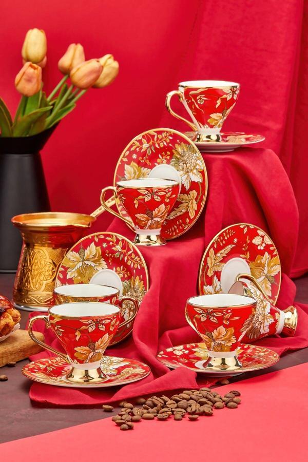 Cooker Altın Yaldızlı 6'Lı Porselen Kahve Fincan Takımı – Şık, Kaliteli Ve Lüks Tasarım - Image 1