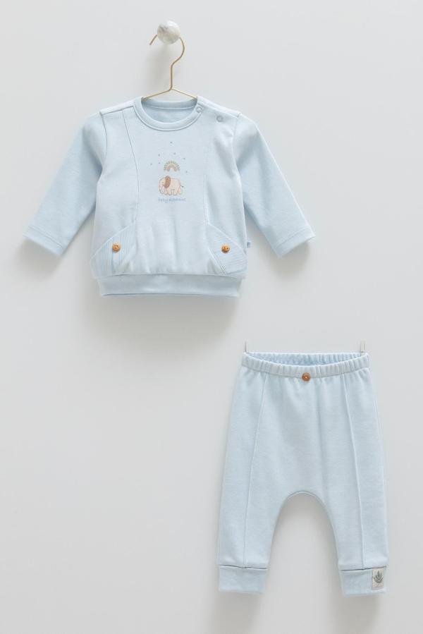 GOOD BABY CEP DETAYLI ALT ÜST TAKIM - CARAMELL  - TKE1835 - Mavi - 9 - 12 Ay - TKE1835-Mavi-9 - 12 Ay Mavi - Image 1