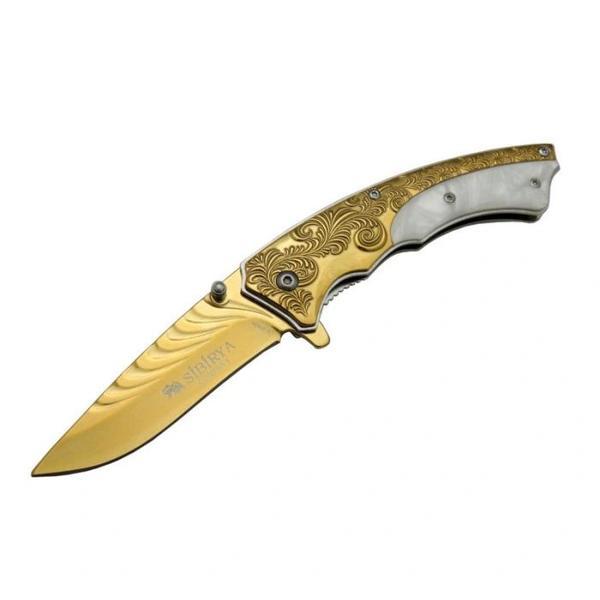 Sibirya İşlemeli Çakı Gold S-2063A 19,5 CM - Image 1