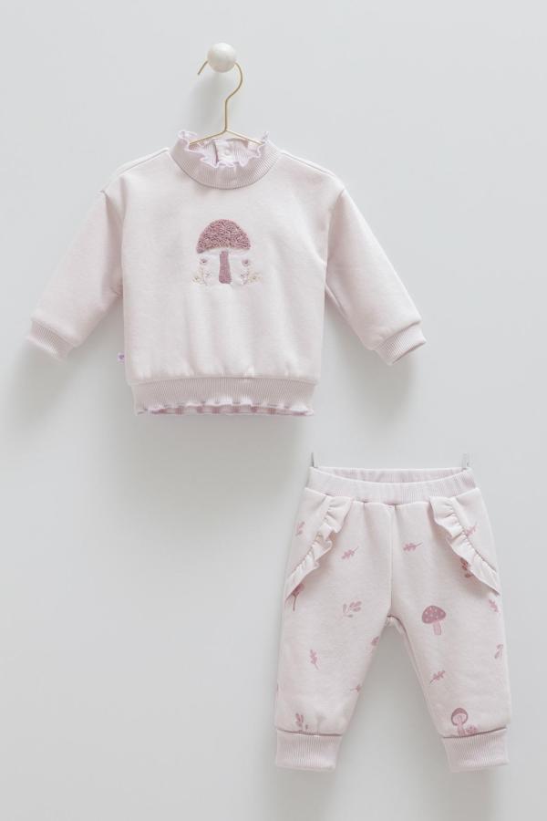 MUSHROOM WORLD NAKIŞLI FIRFIRLI ALT ÜST TAKIM - CARAMELL  - TKK2165 - Lila - 6 - 9 Ay - TKK2165-Lila-6 - 9 Ay Lila - Image 1