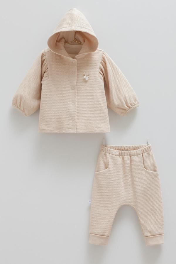 LOVE FEEL BALON KOLLU ÜÇLÜ ALT ÜST TAKIM - CARAMELL  - TKK1999 - Bej - 9 - 12 Ay - TKK1999-Bej-9 - 12 Ay Bej - Image 1