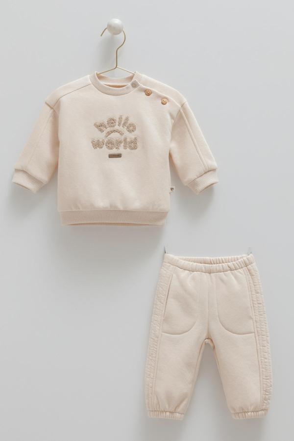 ANIMALS WORLD ŞERİT DETAYLI ALT ÜST TAKIM - CARAMELL  - TKE2095 - Bej - 9 - 12 Ay - TKE2095-Bej-9 - 12 Ay Bej - Image 1
