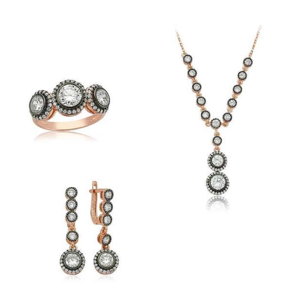 Supertrend Gümüş Beyaz Taşlı Bayan Set - Image 1