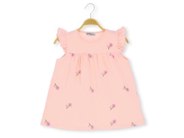 ÇİÇEK BASKILI 36/1 KOMPAK KIZ ELBİSE Somon - Image 1