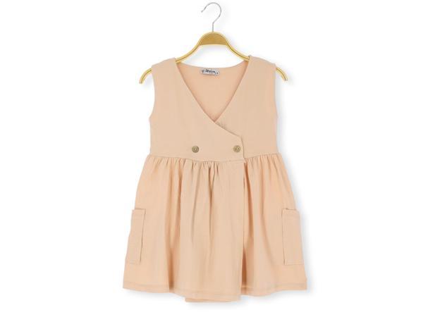 CEPLİ DÜĞMELİ 36/1 KOMPAK KIZ ELİBİSE Pudra - Image 1