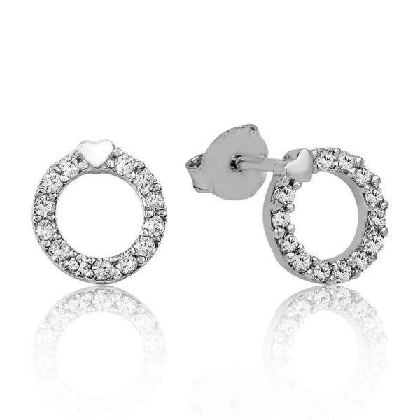 Supertrend Gümüş Kalpli Halka Çivili Küpe - Image 1