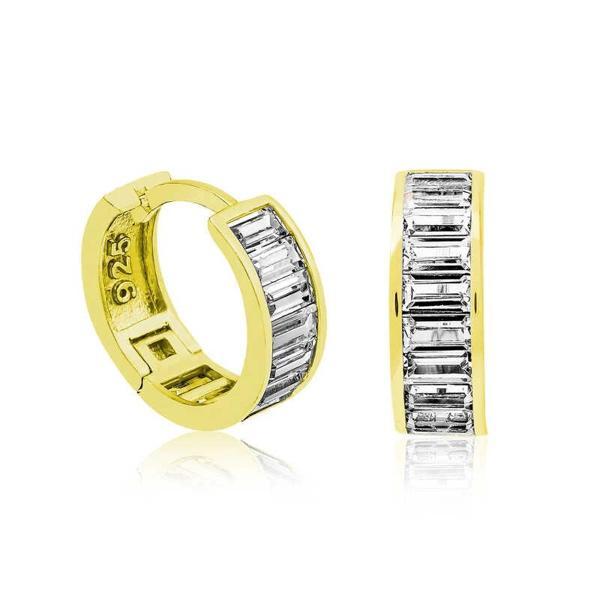 Supertrend ​gümüş Gold Baget Taşlı Halka Küpe - Image 1