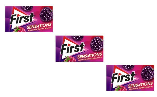 First Sensations Ahududu & Karadut Aromalı Şekersiz Tatlandırıcılı Sakız 3'lü Paket - Image 1