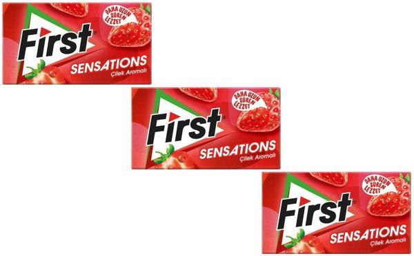 First Sensations Çilek Aromalı Şekersiz Tatlandırıcılı Sakız - 3'lü Paket - Image 1