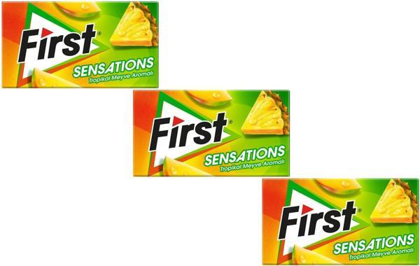 First Sensations Tropikal Meyve Aromalı Şekersiz Tatlandırıcılı Sakız 3'lü Paket - Image 1