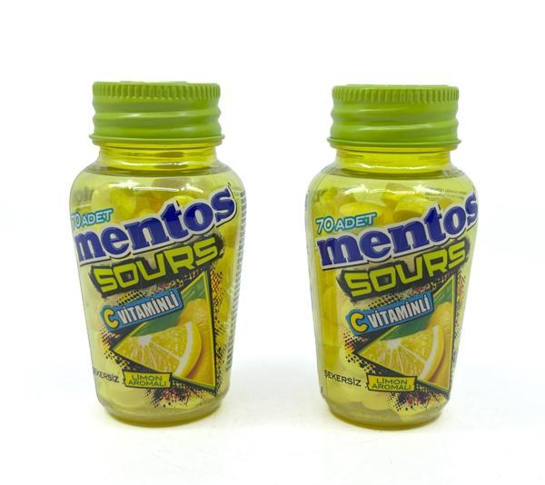 Mentos Sours Şekersiz Tatlandırıcılı C Vitaminli Limon Aromalı Tablet Şekerleme 49gr X 2 Adet - Image 1