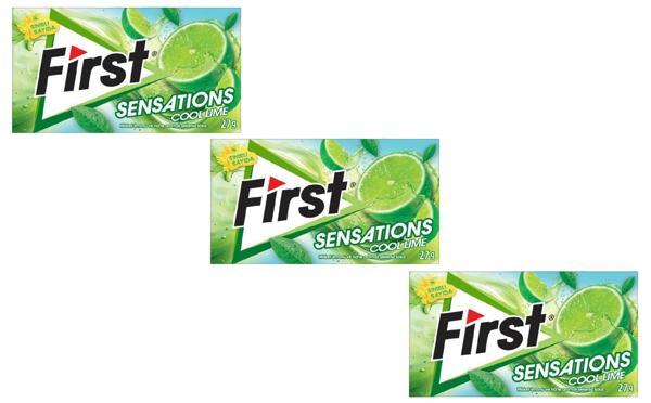 First Sensations Cool Lime Misket Limonu ve Nane Aromalı Şekersiz Tatlandırıcılı Sakız 3'lü Paket - Image 1