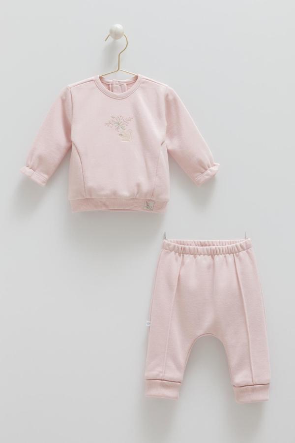 PRETTY BABY ÖN NAKIŞLI ALT ÜST TAKIM - CARAMELL  - TKK2133 - Lila - 9 - 12 Ay - TKK2133-Lila-9 - 12 Ay Lila - Image 1