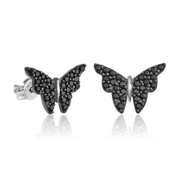 Supertrend Gümüş Siyah Kelebek Küpe - Image 1