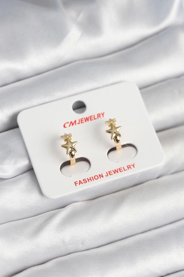Pirinç Gold Renk Yıldız Kadın Küpe - EBJ250927W37992 - Image 1